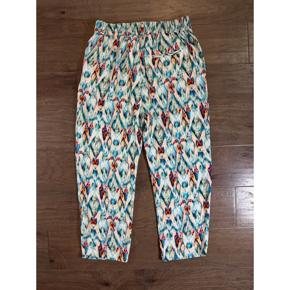 NWT Zara Womens Ikat Abstract Print Metallic‎ Relaxed Pants Blue Orange Medium - Picture 3 of 8